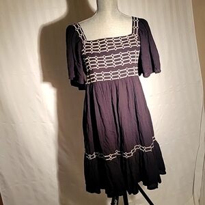 Forever 21 Women's Black with White Pattern Babydoll Dress, Size: 0X